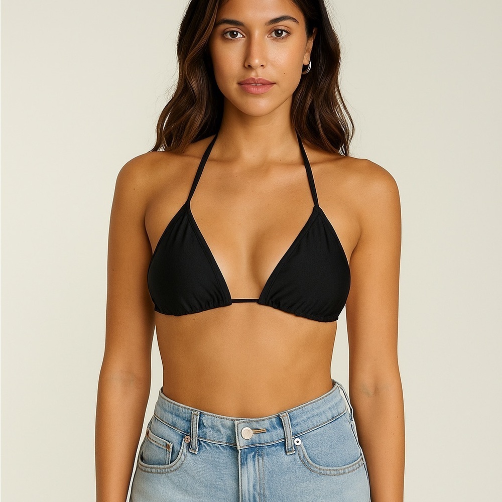 Black triangle bikini top padded adjustable size small NWT New